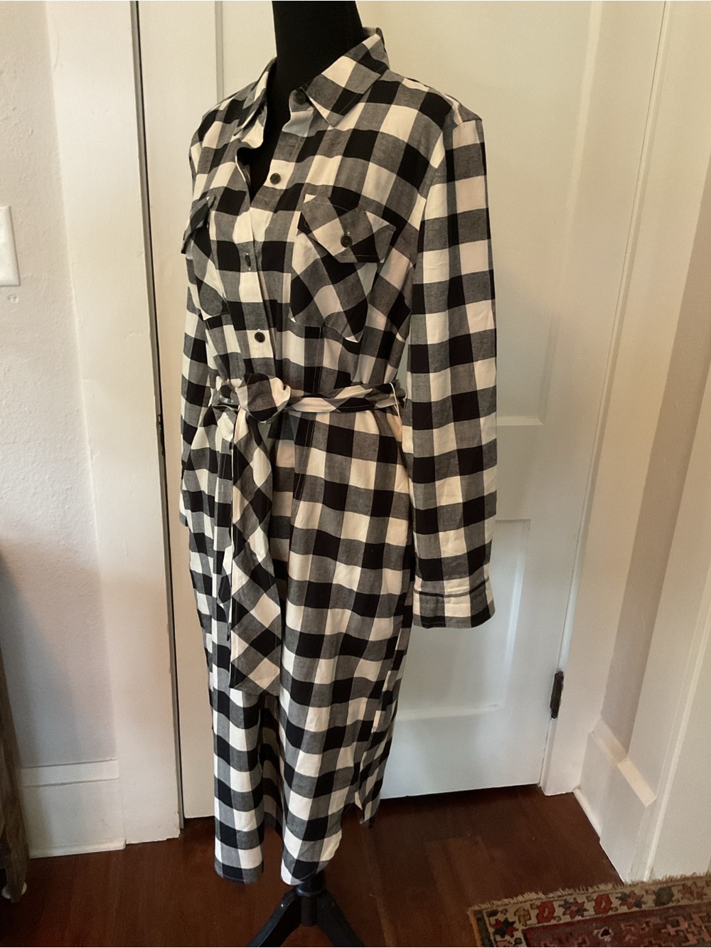 Untuckit For Her checked 100% cotton shirt dress